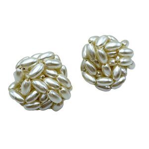 Vintage Pearl Cluster Costume Earrings 80s 90s Glam Statement